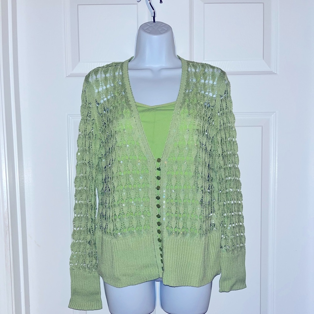 Cache Silk Cardigan With Sequins And Tank Top In … - image 1